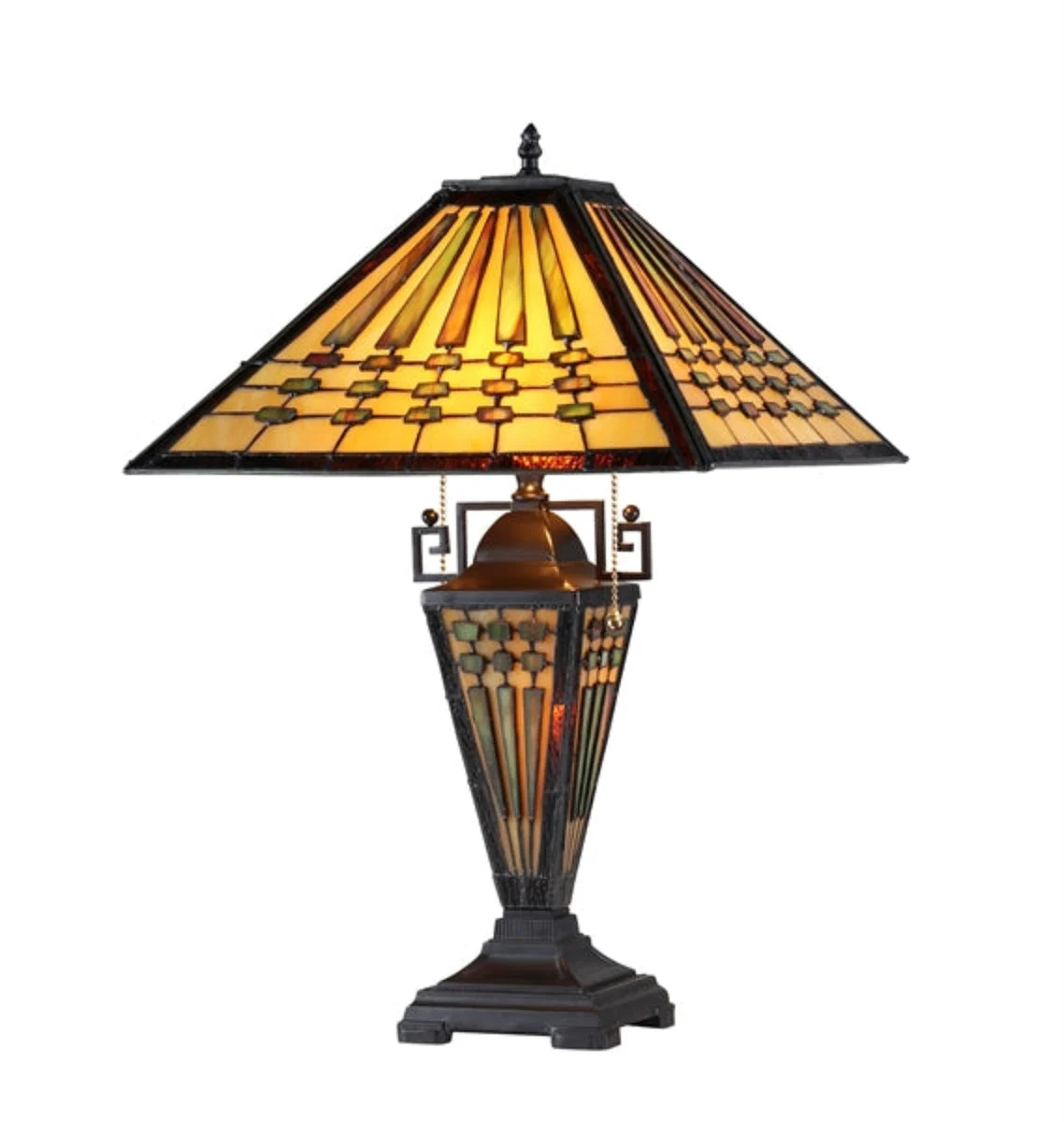 Chloe Lighting CH33215MG16-DT3 Chadrick Tiffany-Style 3 Light Mission Double Lit Table Lamp 16" Shade