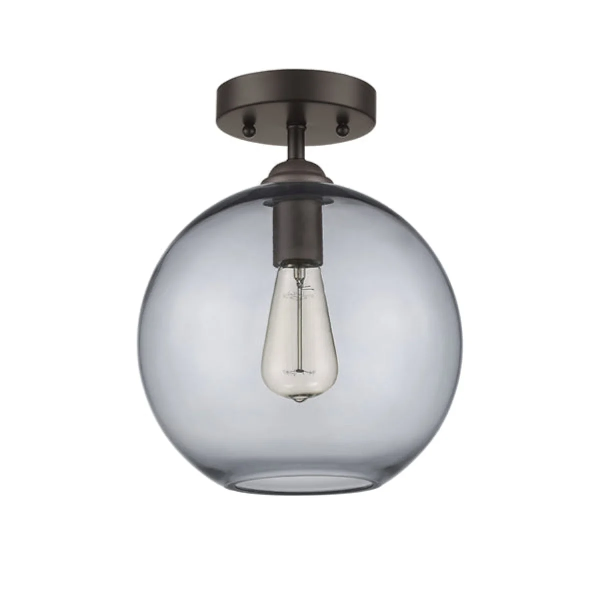 Chloe Lighting CH54014SG10-SF1 Owen Industrial-Style 1 Light Rubbed Bronze Semi-Flush Ceiling Fixture 10`` Shade