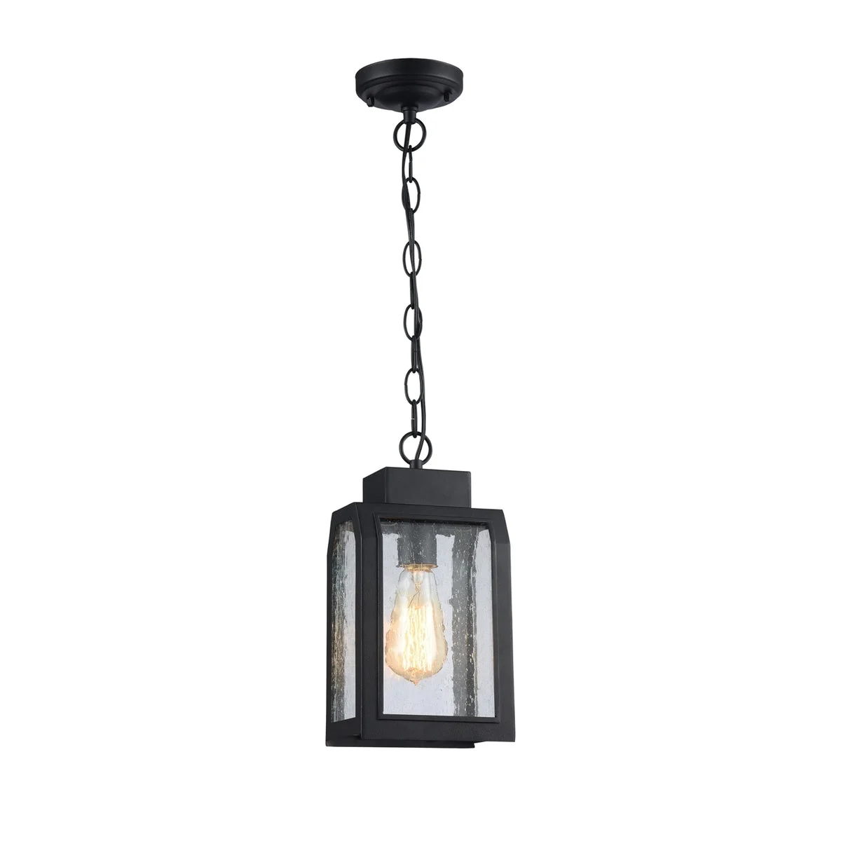 Chloe Lighting CH50076BK06-DP1 Milton Industrial-Style 1 Light Textured Black Mini Pendant 12" Wide