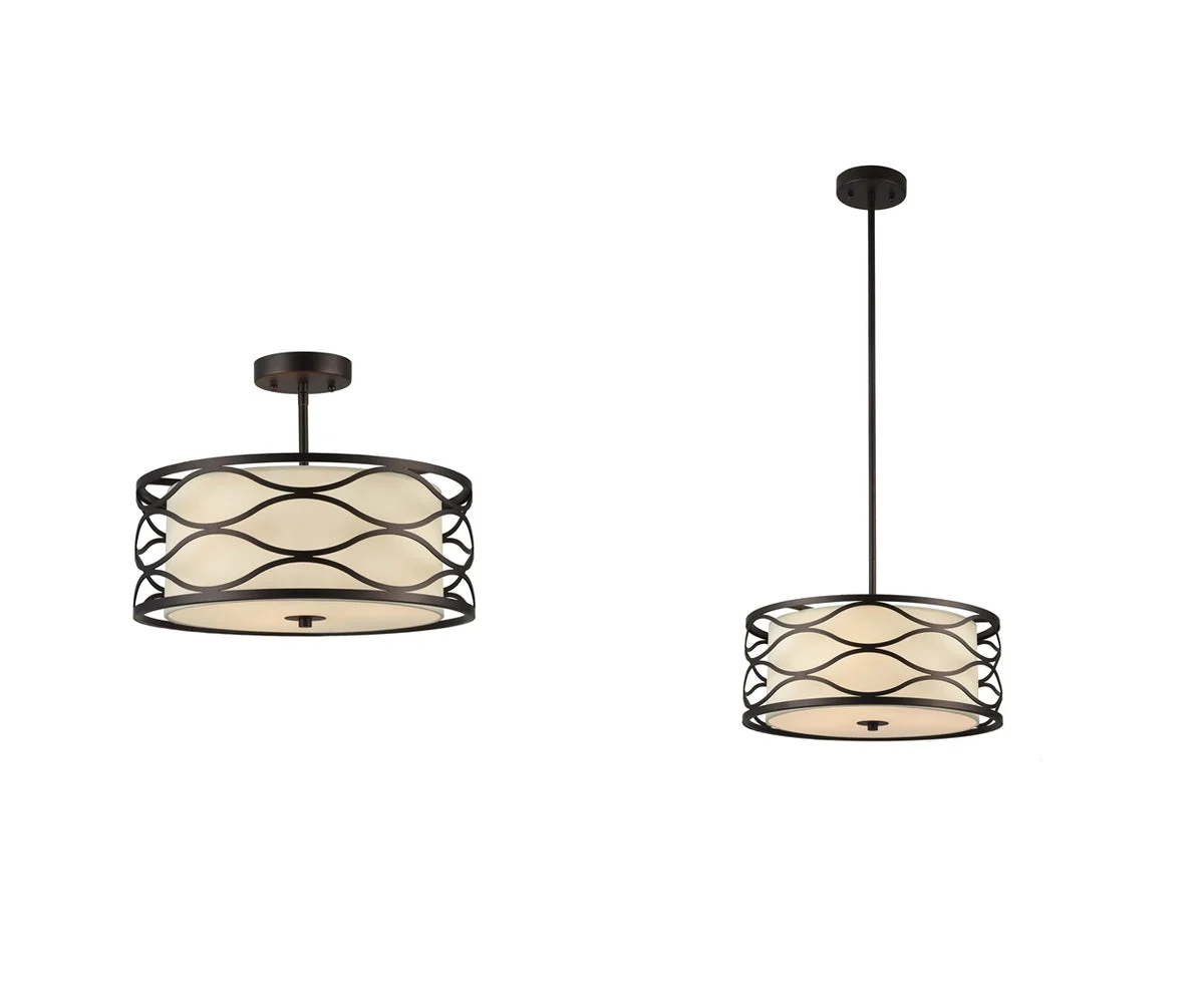 Chloe Lighting CH20028RB16-SF3 Gwen Transitional 3 Light Rubbed Bronze Semi-Flush Ceiling Fixture 16`` Wide