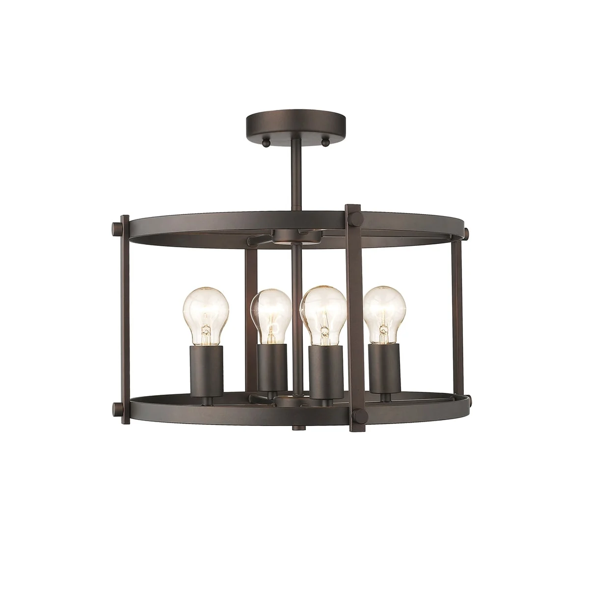 Chloe Lighting CH2H119RB18-SF4 Ironclad Farmhouse 4 Light  Rubbed Bronze Convertible Semi-Flush Ceiling Fixture 17.5" Wide