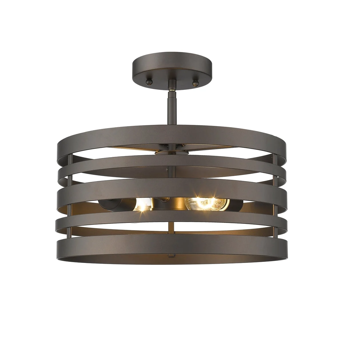 Chloe Lighting CH2H122RB13-SF2 Paisley Farmhouse 2 Light  Rubbed Bronze Semi-Flush Ceiling Fixture 13`` Wide