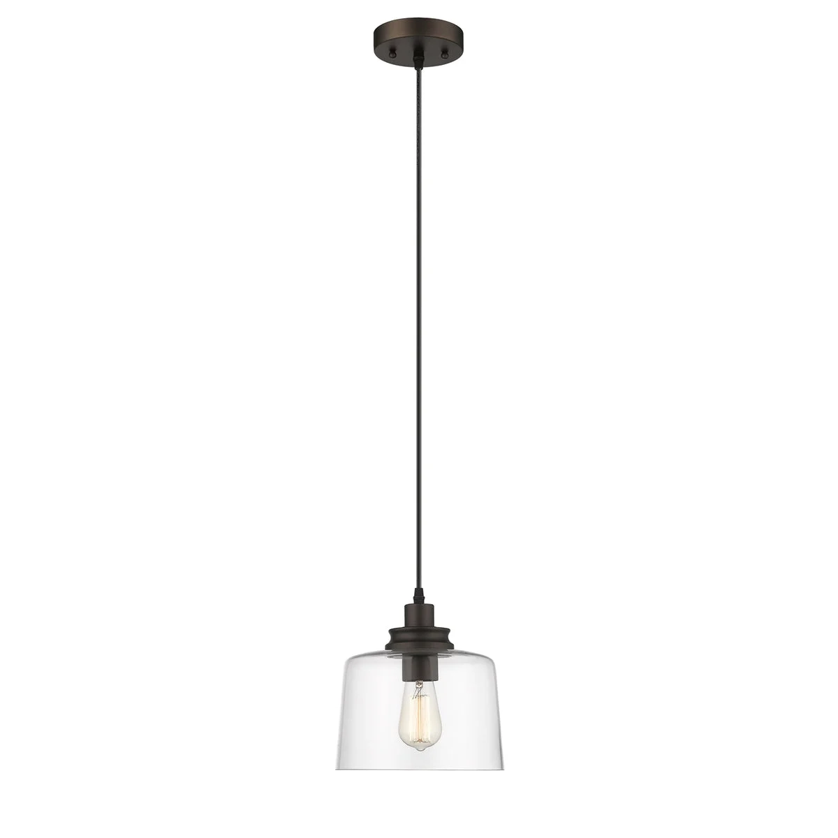 Chloe Lighting ALICE Transitional 1-Light Mini Pendant Light, 9" Wide, Rubbed Bronze Finish with Frosted Glass Shade