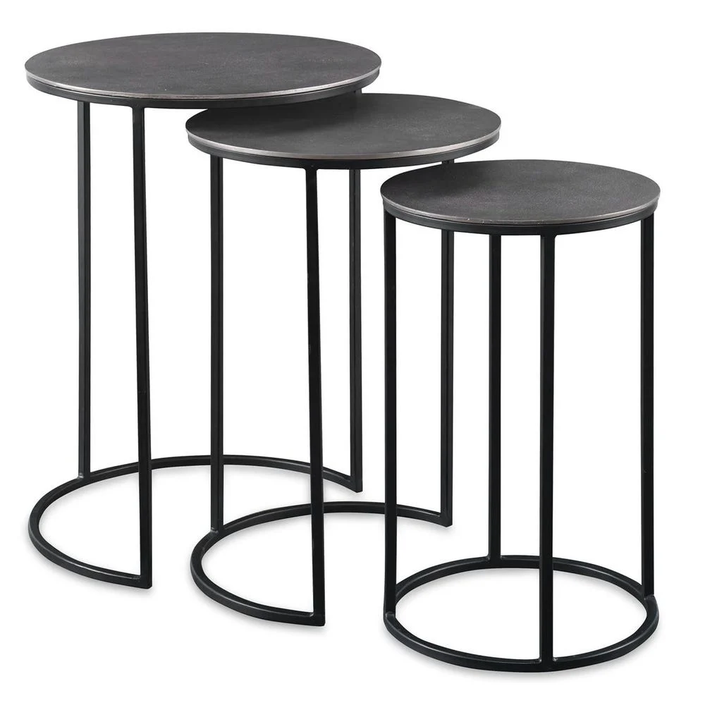Uttermost Erik Industrial Nesting Tables with Antique Nickel Tops