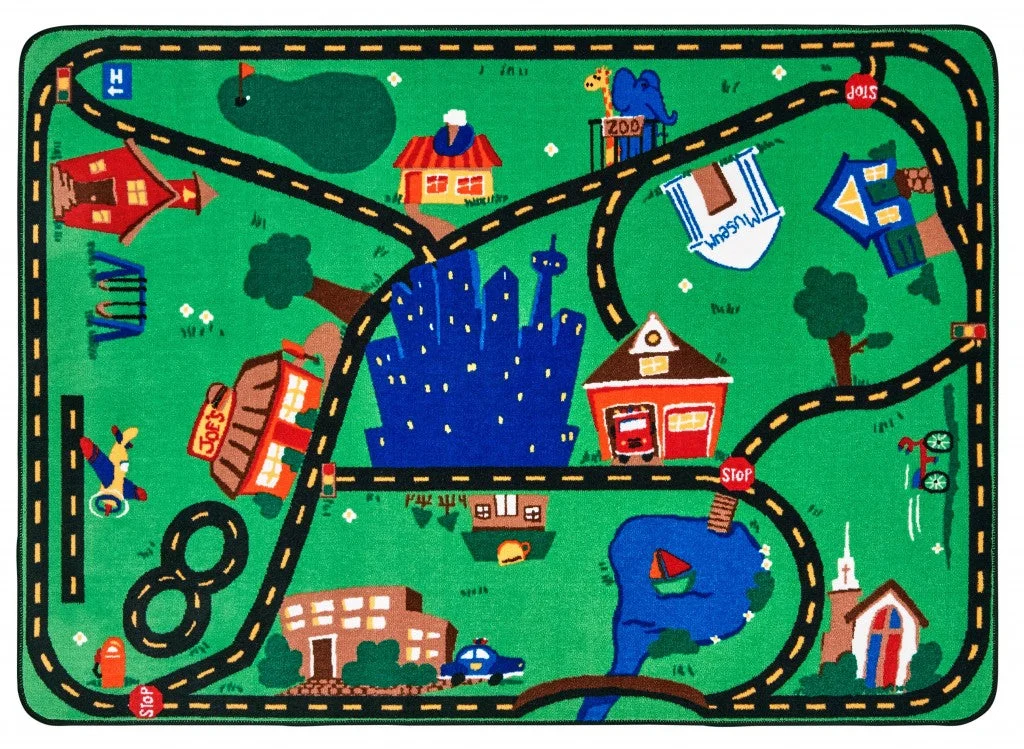 City Road Play Rug Interactive Classroom Rug for Kids Playroom and Learning Fun, Rectangle
