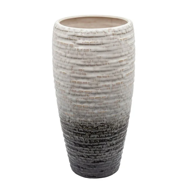 13" Textured Ceramic Vase - Cream