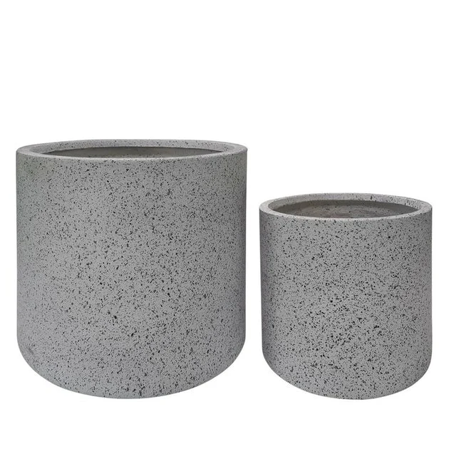 13"/16" Round Nested Polyresin Planters Set of 2 - White