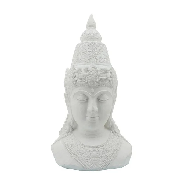 28" Polyresin Buddha Head - White
