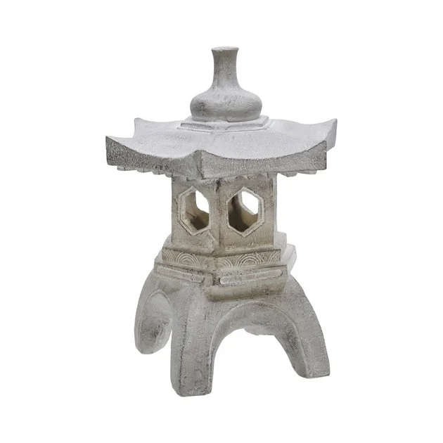 17" Polyresin Temple Lighthouse Deco - Gray