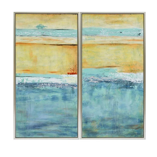 50" x 26" Ocean Oil Paintings Set of 2 - Multi