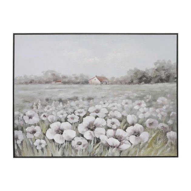 36" x 48" Flowers and Farm Handpainted Framed Wall Art