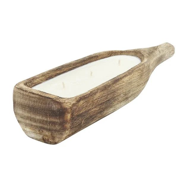 15.75" Carved Wood Log with 12 oz Candle - Brown
