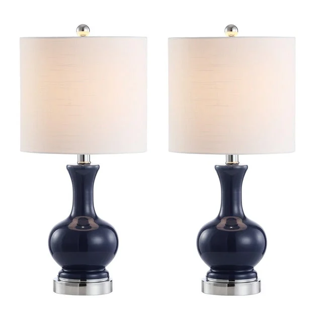 Cox Table Lamps Set of 2 - Navy and Chrome