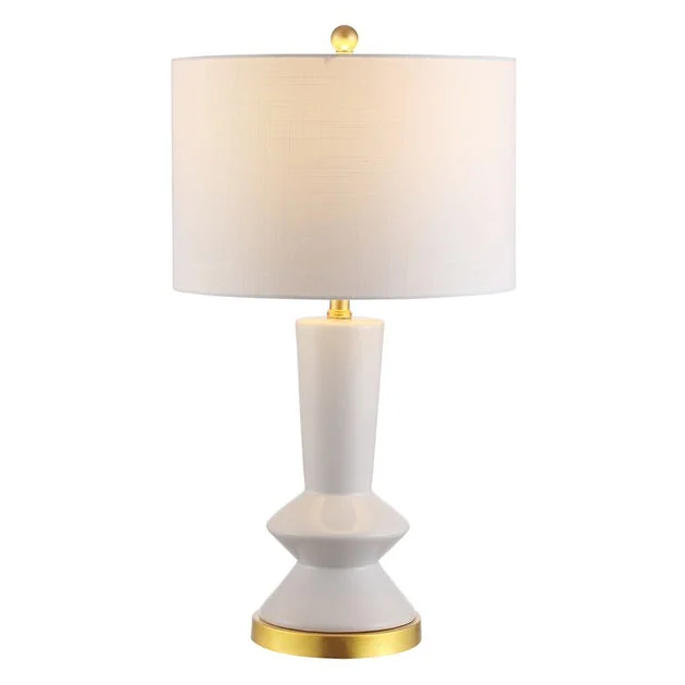 Ziggy Ceramic Table Lamp - White and Brass Gold