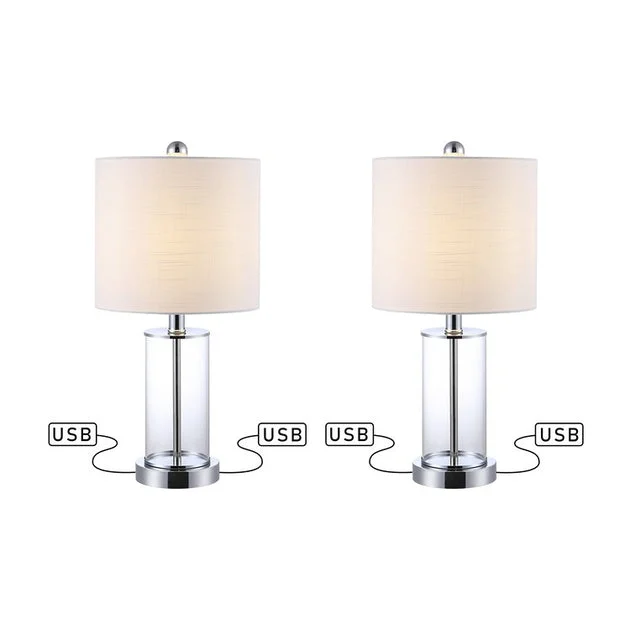 Abner Table Lamps Set of 2 - Chrome and Clear