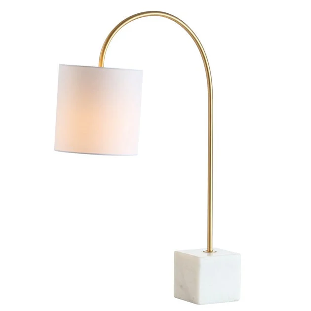Fisher LED Table Lamp - White and Brass Gold