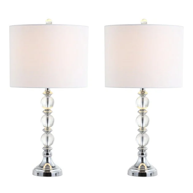 Paul Crystal Table Lamps Set of 2 - Clear and Chrome