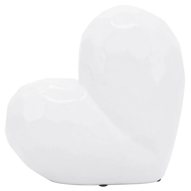 8" Ceramic Heart - White