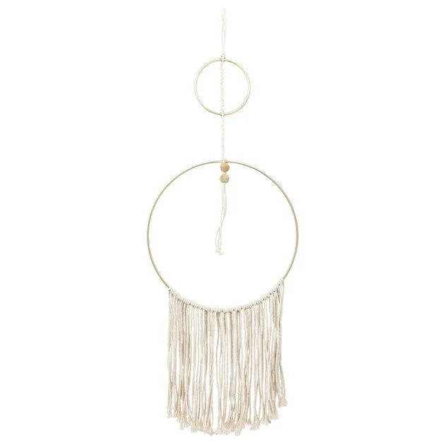 30" Metal Rings Wall Accent with Rope Tassels - Natural