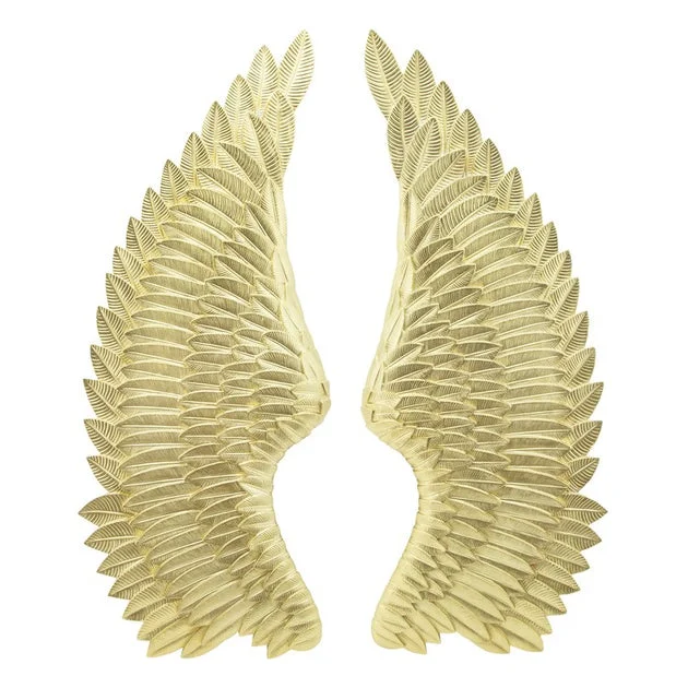 Polyresin Angel Wings Wall Decor Set of 2 - Gold