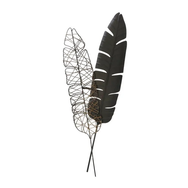 Metal 36" Feather Wall Decor - Black