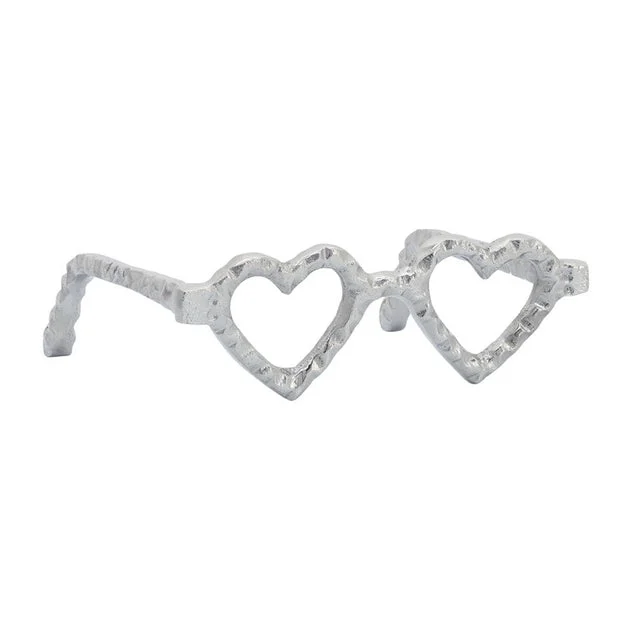 Metal Heart-Shaped Eyeglasses - Silver