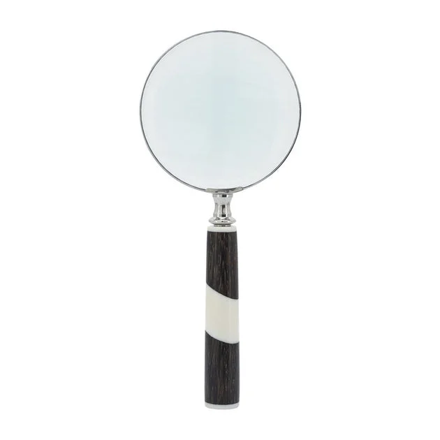 4" Magnifying Glass with Two-Tone Polyresin Handle - Black/White