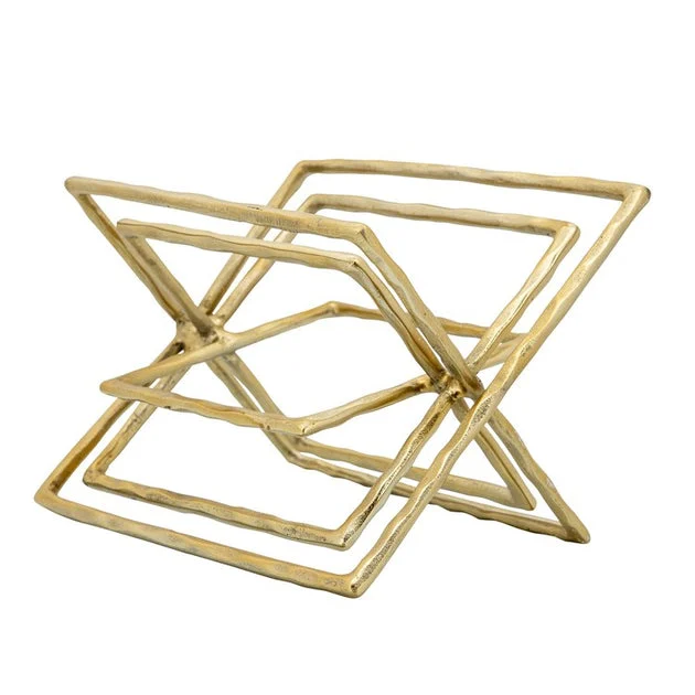 11" Metal Square Links Sculpture - Gold