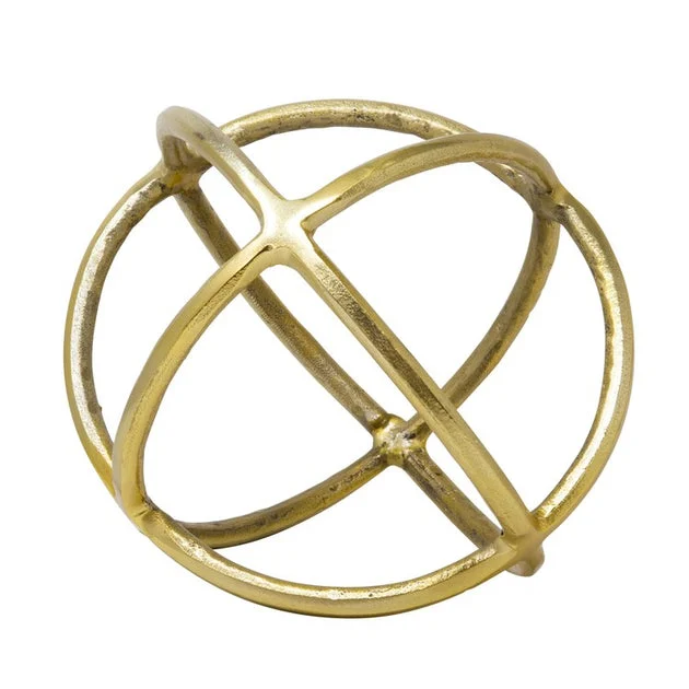 9" Metal Orb Sculpture - Gold