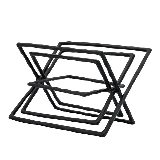 11" Metal Square Links Sculpture - Black
