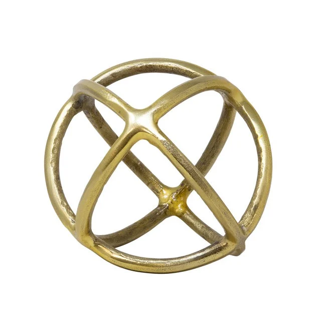 7" Metal Orb Sculpture - Gold