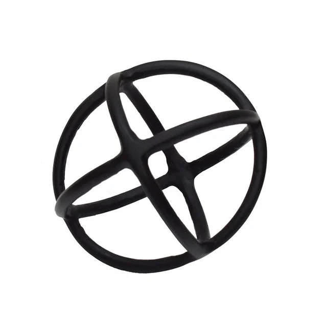 9" Metal Orb Sculpture - Black