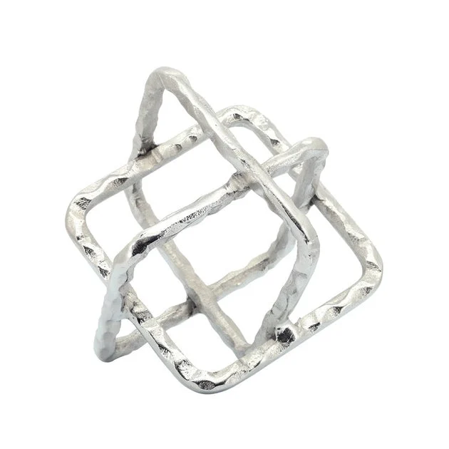 7" Metal Square Links Sculpture - Silver