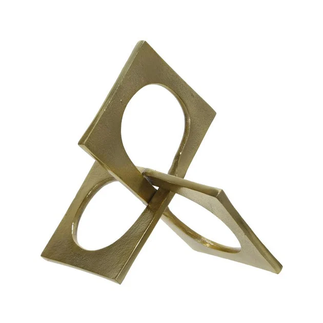 9" Metal Linked Square Decor - Gold