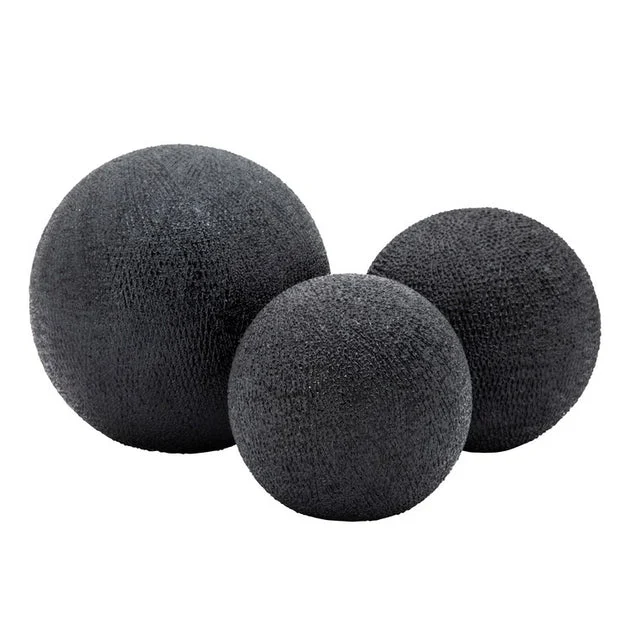 4"/5"/6" Beaded Orbs Set of 3 - Black