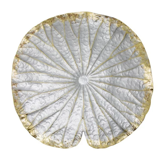 19" Polyresin Lotus Wall Decor - Silver/Gold
