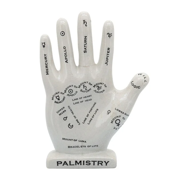 12" Porcelain Palmistry Hand Sculpture - White