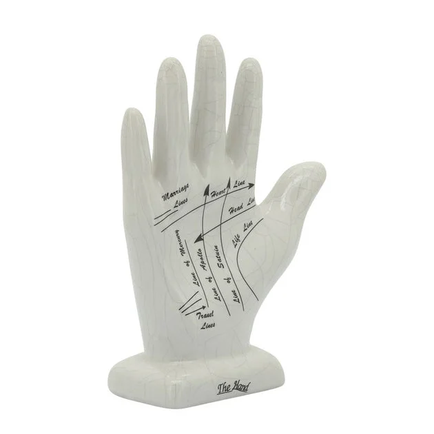 8" Porcelain Palmistry Hand Sculpture - White
