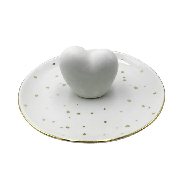 6" Heart Trinket Tray - White