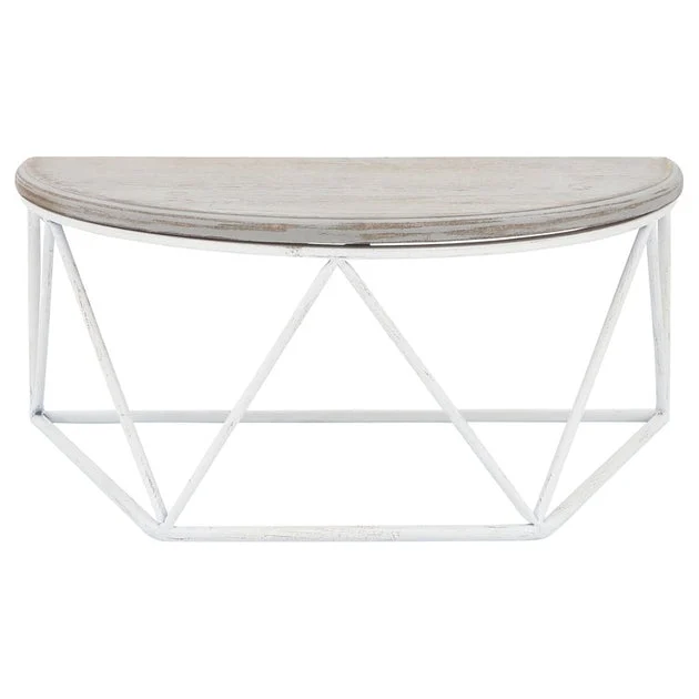 16" x 8" x 7" Wood/Metal Demilune Wall Shelf - White/Gray