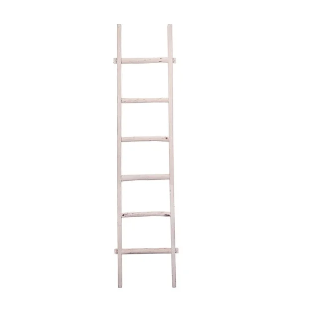 76" Decorative Wooden Ladder - White