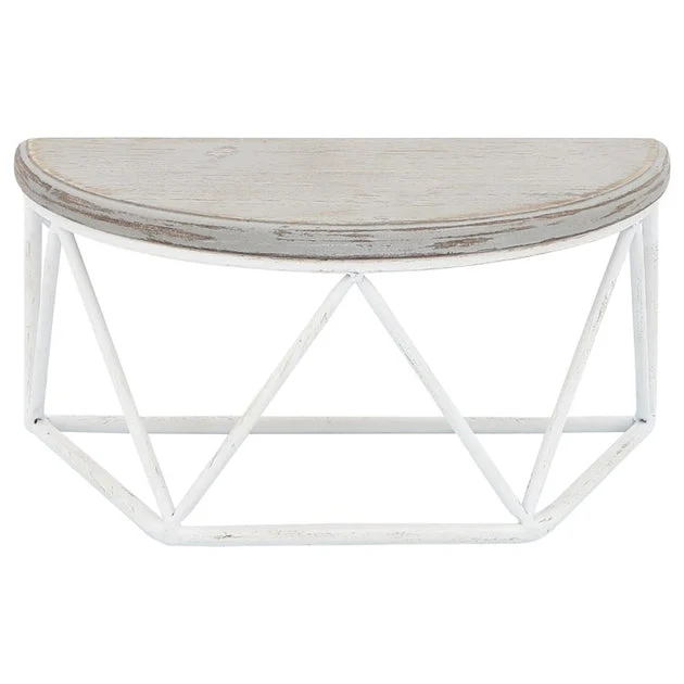 12" x 6" x 6" Wood/Metal Demilune Wall Shelf - White/Gray