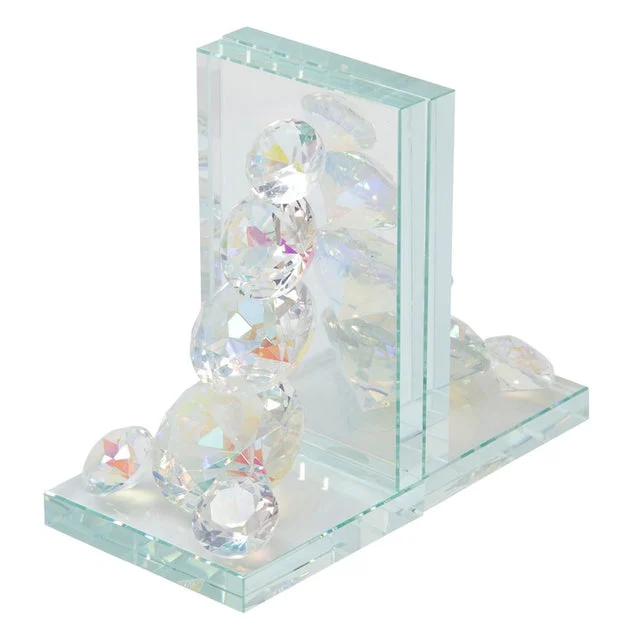 Crystal Diamond Bookends Set of 2 - Rainbow