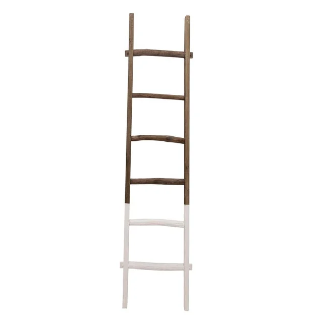 76" Two-Tone Decorative Wooden Ladder - White/Brown