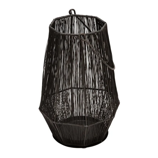 13" Metal Wire Lantern - Gray