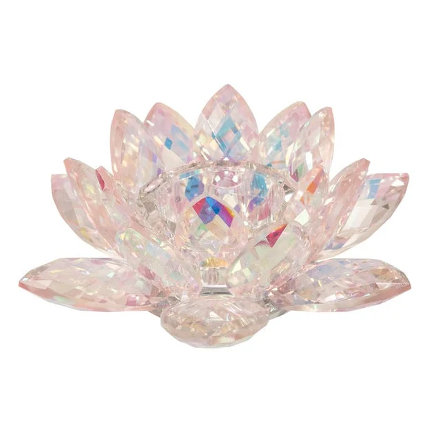 8.25" Crystal Lotus Votive Candle Holder - Blush