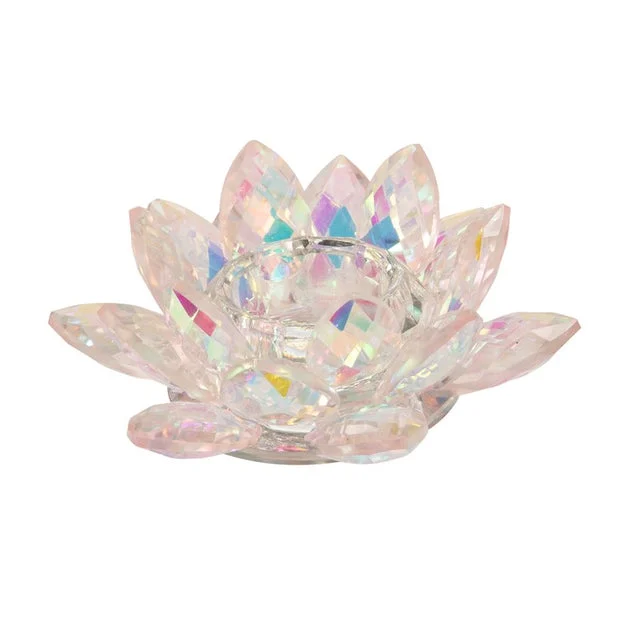6" Crystal Lotus Votive Candle Holder - Blush