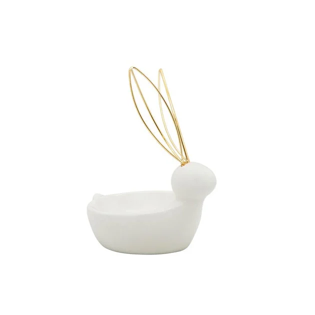 6" Bunny Trinket Tray - White