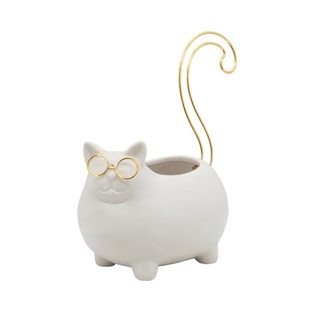 8" Kitty Trinket Tray - White