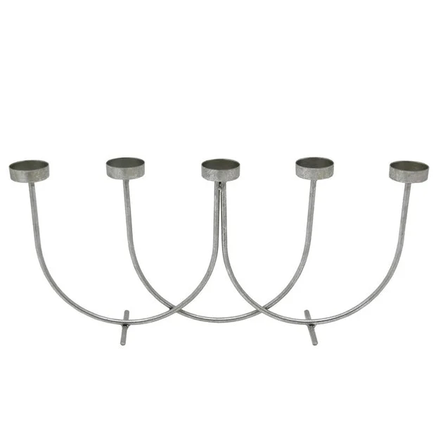 18" Five-Cup Metal Votive Candle Holder - Silver Leaf